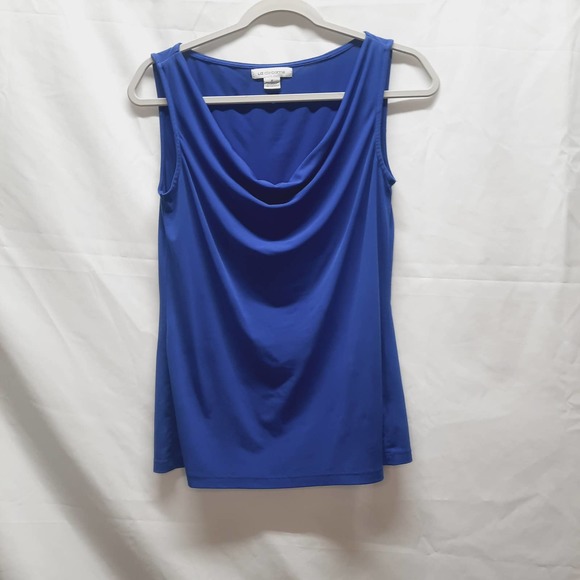 Liz Claiborne Y2K blue slinky Drape neck sleeveless dressy tank Top Small - Picture 1 of 4